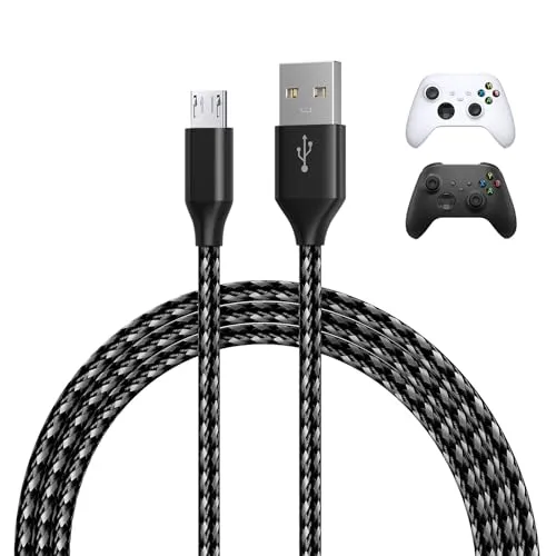 MMOBIEL Micro-USB Ladekabel für Xbox One Controller 2er-Pack – 2m Geflochtenes Schnellladekabel – USB-A auf Micro-B – 18W Schnellladen & 480Mbit/s Daten, Robust & Verhedderungsfrei