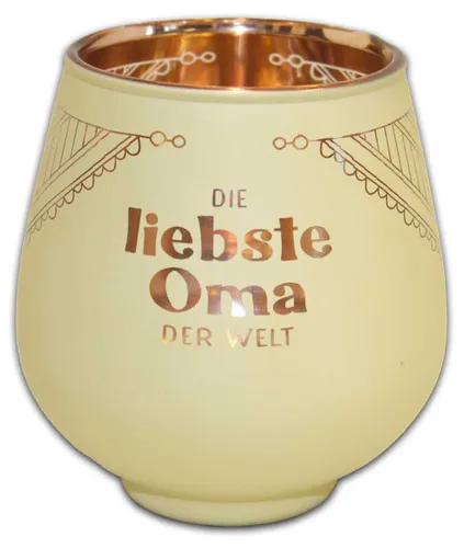 Windlicht aus Glas  - gelaserte Schrift -  Die liebste Oma der Welt - KKL17