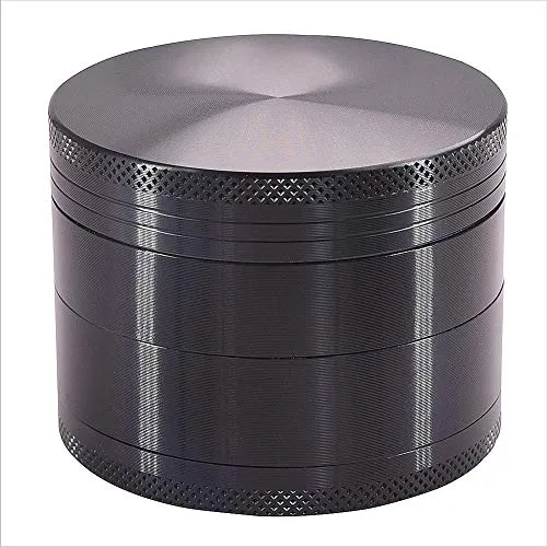 Pollen Grinder Crusher, Zinklegierung Kräutermühle, für Spice,Kräuter,Gewürze,Herb,Kaffee 4-teiliges Set mit Pollen Scraper, Grau