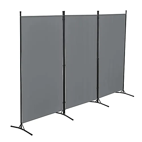Raumteiler Teruel 3-teilig 260x176 cm - Paravent Trennwand in Dunkelgrau, ideal als Sichtschutz oder Raumteiler. Leicht aufbaubar mit Stecksystem und platzsparend klappbar. Perfekt für Balkon und Terrasse.