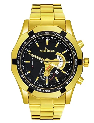 MICGIGI Herren Quarz Armbanduhr Klassisch Uhr Lässig Rund Analog Uhr mit Leuchtende Funktion,Edelstahl Armband