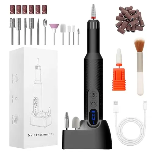 CNMTCCO Kabelloser Nagelfräser 12 in 1 - Elektrischer Nagelfräser für professionelle Maniküre und Pediküre, mit 18.000 U/min, 3 Geschwindigkeitsstufen und kabellosem Betrieb für maximale Flexibilität.