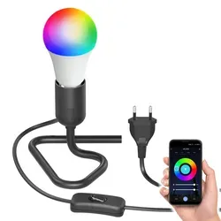 ledscom.de Tischlampe TRIN mit E27 Lampen-Fassung, schwarz, Stecker, Schalter inkl. Smart Home RGBW LED Lampe, 8,89W, 892lm