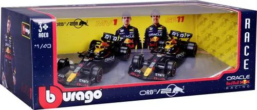 BURAGO BU38173-SET Red Bull F1 Modellset - Formel 1 Modellset mit 2x RB20 Fahrzeugen des Oracle Racing Teams, ideal für Sammler und F1-Enthusiasten.