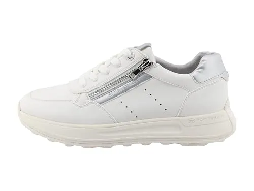 Tom Tailor Sneakers in Weiß - 39 - Stylische Sneaker mit Schnürung und seitlichem Reißverschluss, verstärkter Kappe und rutschhemmender Laufsohle für optimalen Tragekomfort.