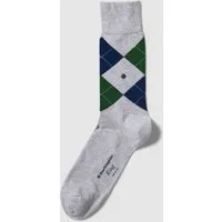 Burlington Socken mit Karomuster Modell 'KING' in Hellgrau, Größe 40-46