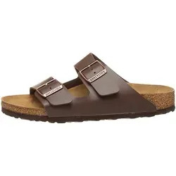 Birkenstock Arizona Pantolette, schmale Weite - Dunkelbraun, Größe 41 - Wanderschuhe für Damen und Herren mit anatomisch geformtem Kork-Latex-Fußbett für optimalen Komfort und Halt bei jedem Schritt.