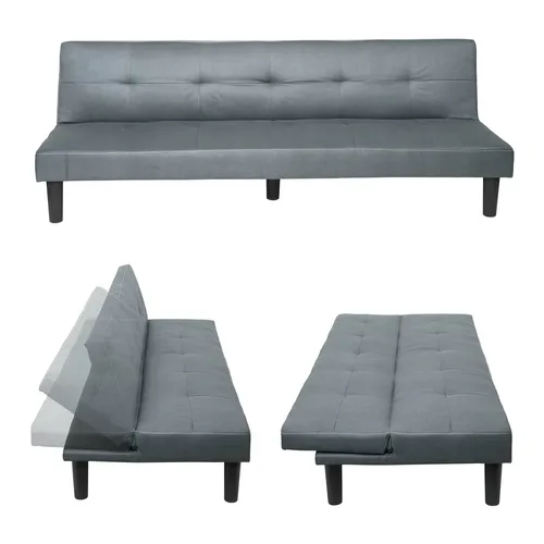 Schlafsofa HWC-G11, 3er-Sofa mit Schlaffunktion, grau