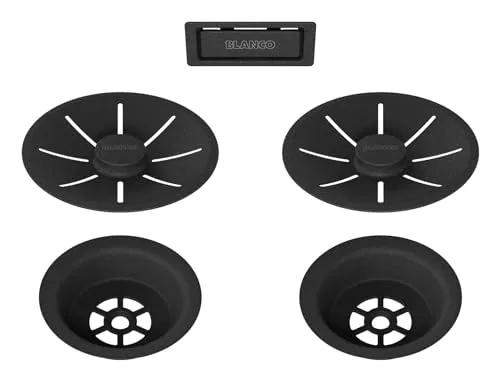 BLANCO Ablauf- und Überlaufset für Doppelbecken | schwarz matt