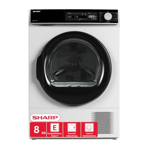 SHARP KD-NHA8G6TWE-DE Wärmepumpentrockner (8 kg, EEK E), Weiß