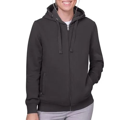 HRM Damen 807 Premium Hooded Jacket - Fair Trade Kapuzenjacke - Funktionsjacken: Diese nachhaltige Kapuzenjacke aus 70% Baumwolle und 30% recyceltem Polyester ist ideal für Textil-Veredelung und vielseitig für Freizeit und Sport einsetzbar.