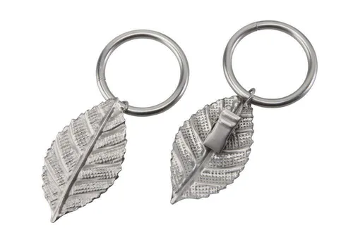 Gardinenringe / Vorhangringe mit Dekoklammer BLATT, matt-chrom, Set 10 Stück