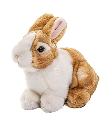 Uni-Toys – Kaninchen braun-weiß, sitzend - 20 cm (Länge) - Plüsch-Hase - Plüschtier, Kuscheltier