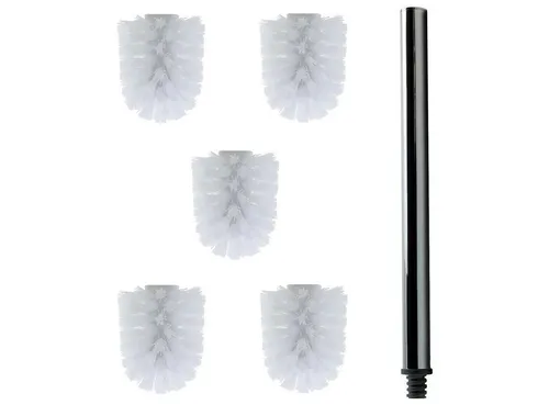 Daloual WC-Reinigungsbürste Ersatzbürstenköpfe Ø 6,5 cm inklusive Edelstahlgriff, Badezimmer, Gäste-WC, (Vorteils-Set, 6-tlg), Auswechselbarer Bürstenkopf, hochwertige Borsten, rostfrei, Edelstahl