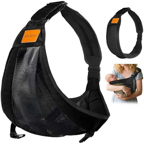 IBOPUXIU Babytrage, Ergonomisch Hüfttrage, Baby Carrier Seitlich, Verstellbare Tragetuch Baby, Babytrage Neugeborene ab Geburt Für Neugeborene Bis 3-36 Monaten(Schwarz)
