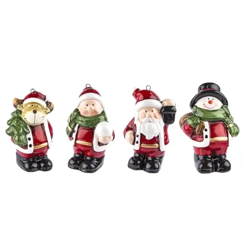 Ideen mit Herz Kleine Deko-Figuren | Weihnachten | 4 Stück | Rentier, Weihnachtsmann, Schneemann & Winterkind | Weihnachtsfiguren ideal zum Basteln oder als Tischdeko (Figuren stehend | ca. 7 cm hoch)