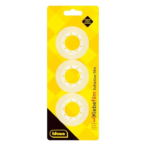 Idena 631053 - Klebefilm 3 Stück, 19 mm x 33 m, transparent
