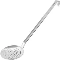 FMprofessional Seihlöffel Abseihlöffel Ø 14 cm - Kochlöffel aus rostfreiem Edelstahl, ideal zum Abseihen von Klößen und Gemüse. Mit breitem Funktionsteil für große Speisen und spülmaschinengeeignet für einfache Reinigung.