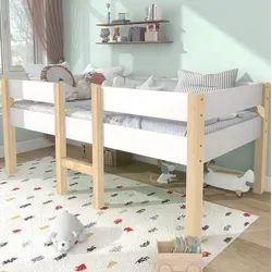 Halbhohes Kinderbett 90x190 Cm Aus Massivkiefer Mit Sturzschutz