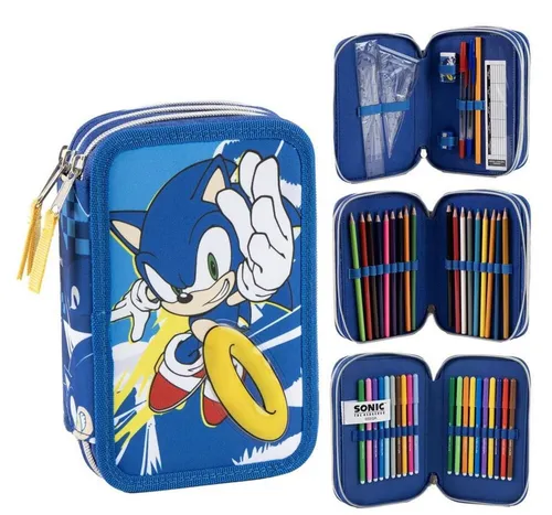 Dreifaches Federmäppchen Sonic the Hedgehog