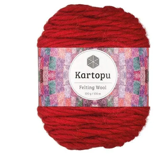 Filzwolle 100gr Knaul,uni+Color,100m Lauflänge, 100% Schurwolle, Mengen und Farbe frei wählbar (rot 1133)