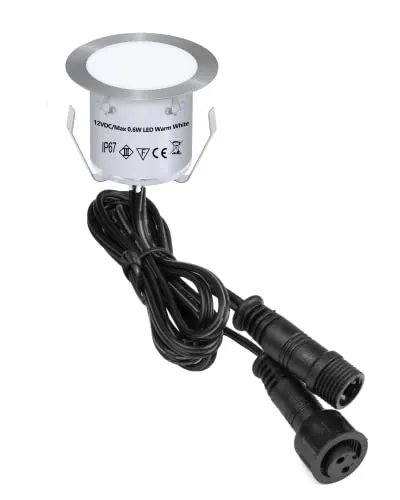 HIBOITEC LED Einbaustrahler, Terrassen Einbaustrahler LED Aussen Ø32mm 0.6W IP67 wasserdicht Bodeneinbauleuchten, für Küche Garten Gehweg Holzbrücke Warmweiß