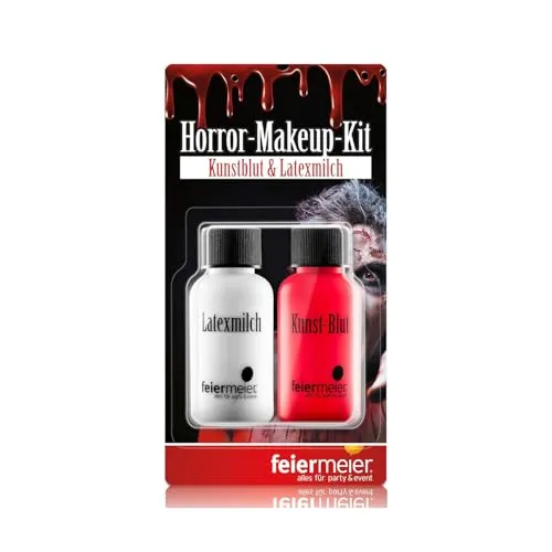 feiermeier® Horror-Makeup-Set Best. aus Kunst-Blut 29,5ml & Latexmilch 29,5ml Wunde, Zombie, Halloween