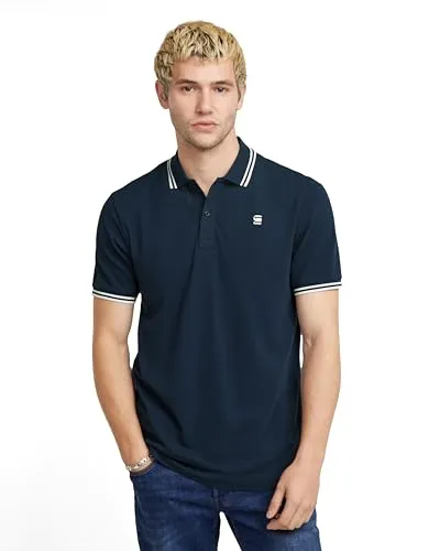 G-STAR RAW Herren Dunda Slim Stripe Poloshirt - Stylisches Poloshirt mit gestreiftem Rippdesign, ideal für lässige Anlässe. Kurze Ärmel und bequeme Seitenschlitze sorgen für besten Tragekomfort.