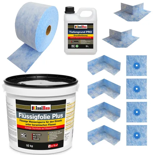 Dichtset Flüssigfolie 16 kg Dichtband Dichtecken für Dusch und Bad Abdichtung