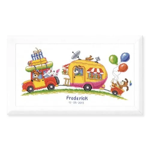 VERVACO Gezählter Kreuzstich Stickset für Baby Geburt - Zählbare Kreuzstich-Sets, komplettes Set mit hochwertigem DMC-Garn und Zweigart-Stoff, ideal für kreative Wanddekoration und als Geschenk zur Geburt.