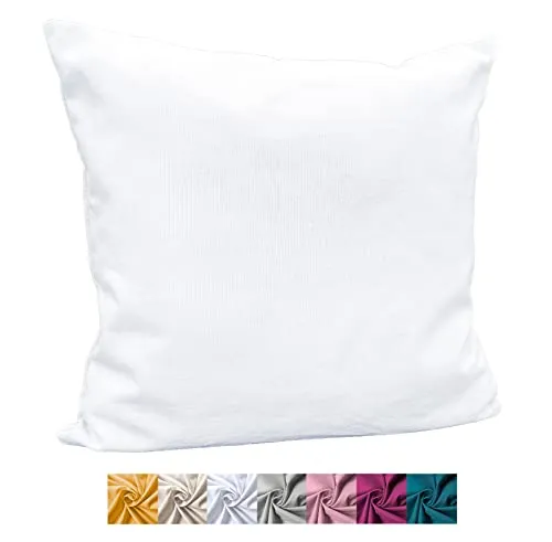 heimtexland ® Deko Kissenhülle Baumwolle Kissen Bezug Natur Dekokissen Typ849 Weiß 48x48 cm