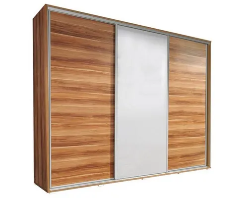 MOEBLO Kleiderschrank MONACO (mit Spiegel, Schwebetürenschrank 3-türig Schrank Garderobe Schiebtüren Schlafzimmer) -(BxHxT):255x215x66 cm