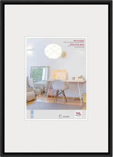 Walther Design Bilderrahmen schwarz 50 x 60 cm - Wand- & Tischbilderrahmen mit bruchsicherem Kunstglas und modernem, abgerundetem Profil, ideal für stilvolle Präsentationen Ihrer Lieblingsbilder.