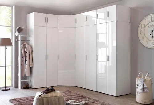 Wimex Kleiderschrank Malta – Moderner Hochglanz in Weiß - Kleiderschrank mit variabler Inneneinteilung, 1 Tür und stylischen alufarbenen Griffen. Ideal für platzsparende Aufbewahrung in jedem Schlafzimmer.