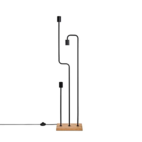 Paco Home Stehlampe Vintage E27 - Standleuchte im industriellen Design, aus stabilem Stahl und edlem Holz, ideal für Wohnzimmer und Schlafzimmer, flexibel mit E27-Leuchtmitteln bis 40 Watt.