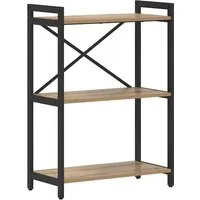 vidaXL Geschichtetes Bücherregal im Artisan Eiche-Design - Regal im Industrie-Stil aus massivem Holz und Stahlrahmen, bietet viel Stauraum und verstellbare Füße für optimale Stabilität auf jedem Boden.