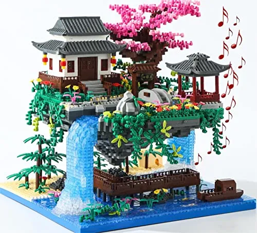 Yushinv Kirschblütenbaum-Bauset, Original-Musik-Kirschblütenbaumhaus (Typ: Symphonie), japanisches Sakura-Baumhaus-Lichter-Bauset, 3320-teilig, Kirsch-Bonsai-Baum-Bauset.