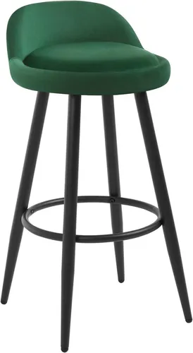 WOLTU Barhocker Dunkelgrün, Samt & Metall - Eleganter Barhocker mit ergonomischer Rückenlehne und komfortabler Fußstütze, ideal für Bars und Küchen. Robuste Konstruktion aus hochwertigem Samt und Metall, bis 150 kg belastbar.