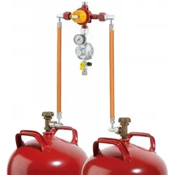 GOK 2-Flaschenanlage 1,5kg/h 50mbar PS 16 bar - Thermostate für Gasflaschen, ermöglicht unterbrechungsfreien Flaschenwechsel und bietet Gasrücktrittsicherung für maximale Sicherheit.