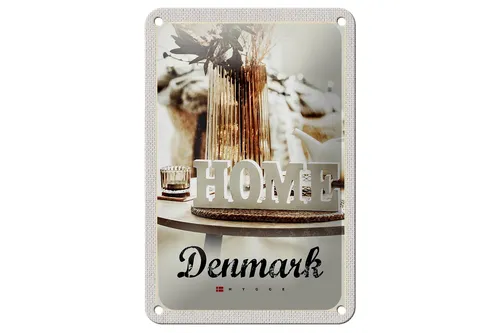Blechschild Reise 12x18 cm Dänemark Wohnung Dekoration weiß Home Schild