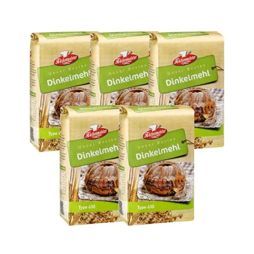 BIELMEIER KÜCHENMEISTER Mehl Dinkelmehl Type 630 5 Stück á 1kg Das hochwertige Getreide stammt von Landwirten aus der Region