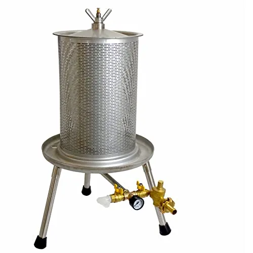 Fischer Edelstahl Hydropresse 40 Liter INOX Apfelpresse mit Wasserdruck-Antrieb