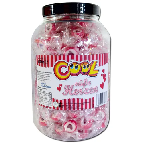  Cool Süße Herzen, Bonbons, 1 kg Dose 13,15€/1kg