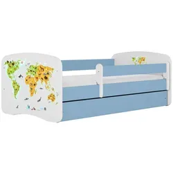 Raumhirsch Furniture Kinderbett 80x160 cm, Blau - Hochwertiges Kinderbett mit abnehmbarer Schutzschiene und geräumiger Schublade für Stauraum. Ideal für ein modernes Kinderzimmer, sorgt für Sicherheit und Ordnung.