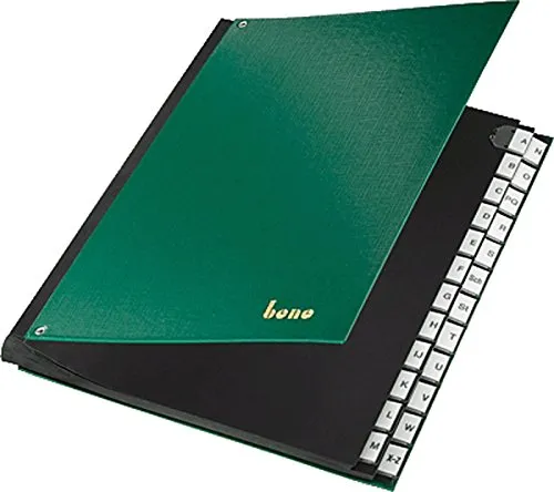 Bene Pultordner A-Z 75116GN PP grün - Ordner für effektive Organisation, robust und schmutzabweisend mit dehnbarem Rücken für großes Dokumentenvolumen.