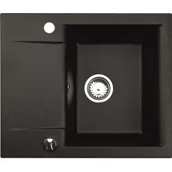 Manestein Granit Spülbecken mit Abtropffläche in schwarz von Manestein