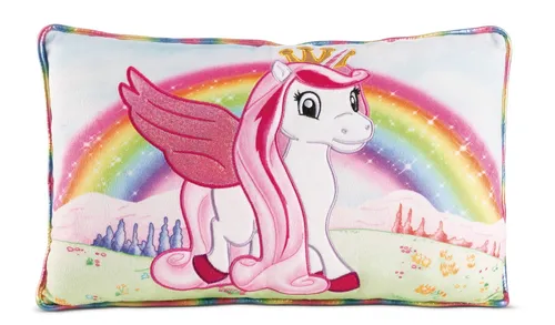 NICI Rechteckiges Kissen Lissy PONY Einhorn Tamani 49979 - Kuschelkissen für Kinder, mit buntem Einhorn-Motiv – perfekt für ein gemütliches Zimmer und zum Kuscheln!