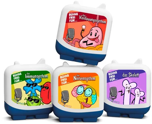 BOXINE Clever Tonie 4er Set - Bühne frei für... - Tonie Figuren für die Toniebox: Entdecke mit diesem Set spannende Körpersysteme durch Musik, Comedy und Quiz. Ideal für wissbegierige Kinder, die Lernen mit Spaß verbinden möchten.