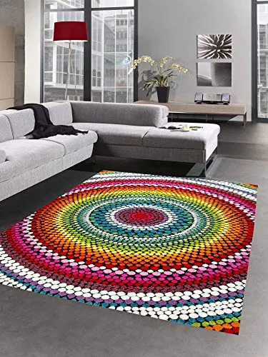 CARPETIA Teppich modern Wohnzimmer Teppich Regenbogen bunt Größe 200 x 290 cm