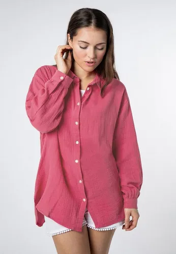 SUBLEVEL Langarmbluse aus Musselin, pink - Modische Oversize Bluse aus 100% Baumwolle, ideal für lässige Looks und komfortables Tragen.